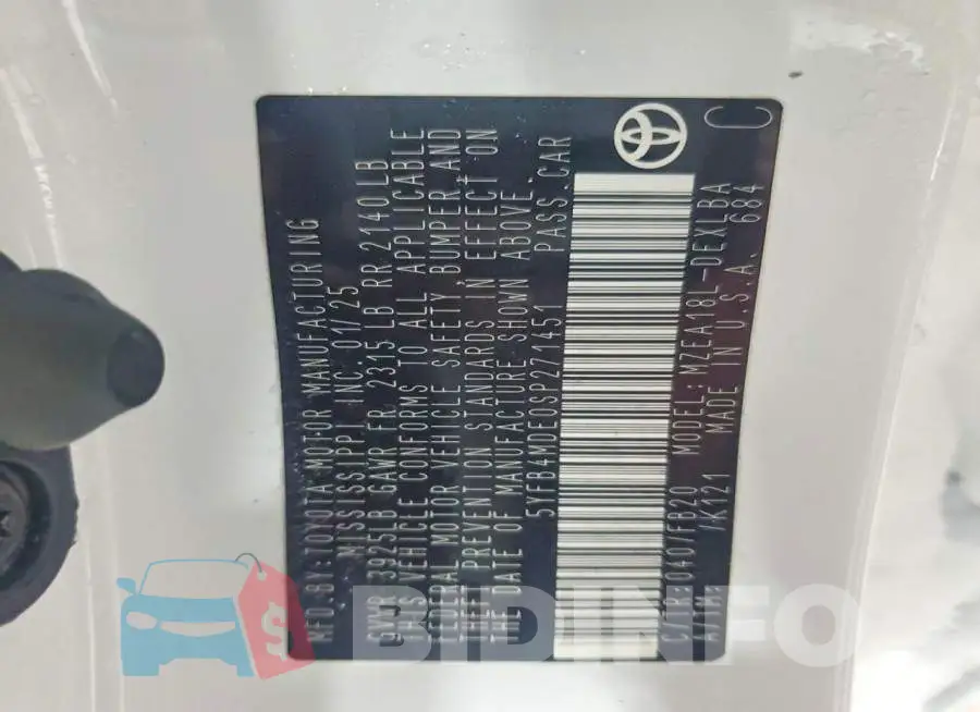 5YFB4MDE0SP271451 Photo# 12