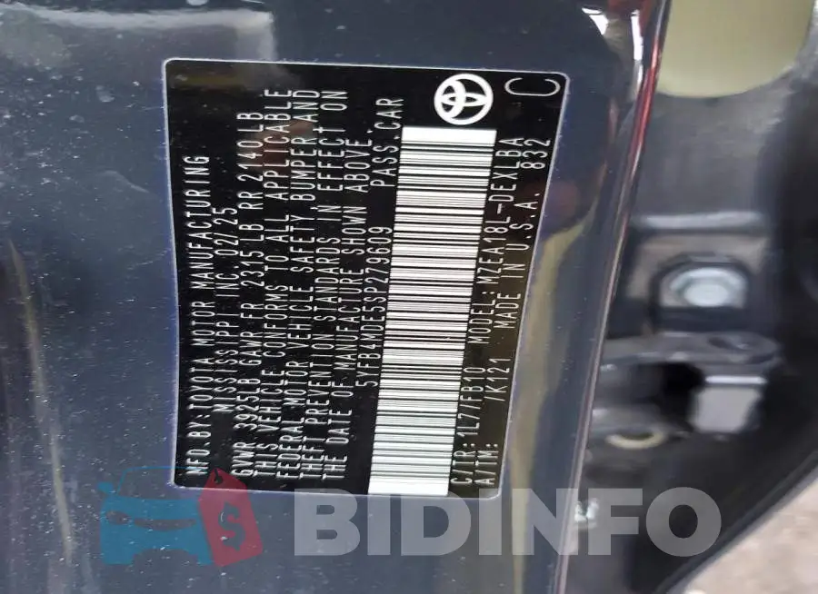 5YFB4MDE5SP279609 Photo# 12