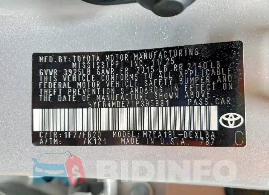 5YFB4MDE7TP395881 Photo# 12