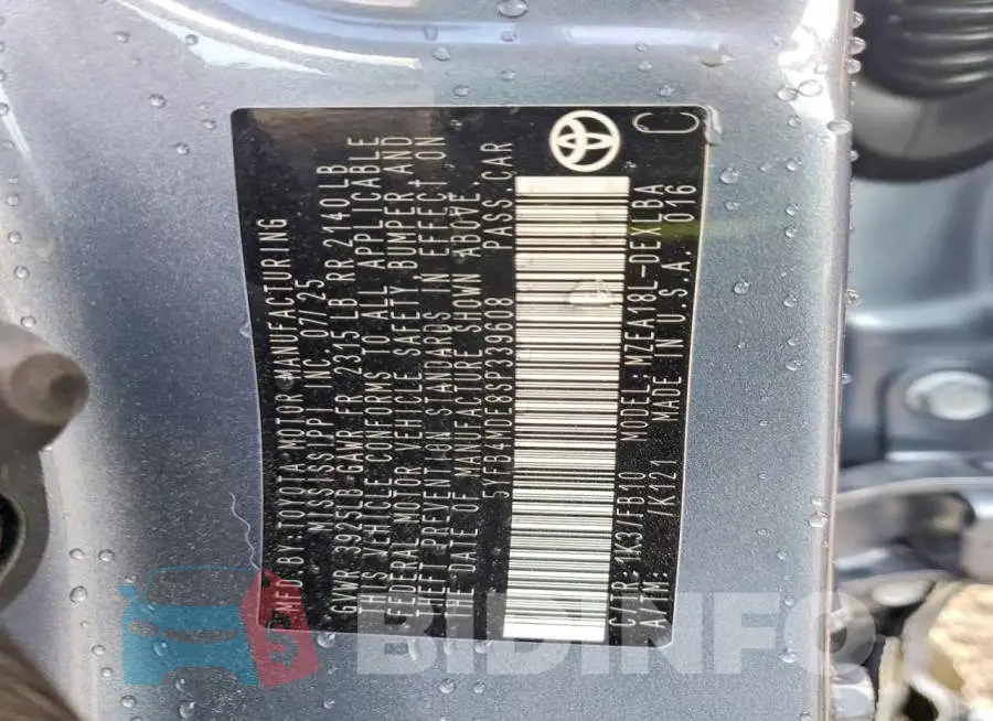5YFB4MDE8SP339608 Photo# 12