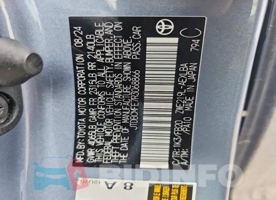 JTDBCMFE7R3068866 Photo# 12