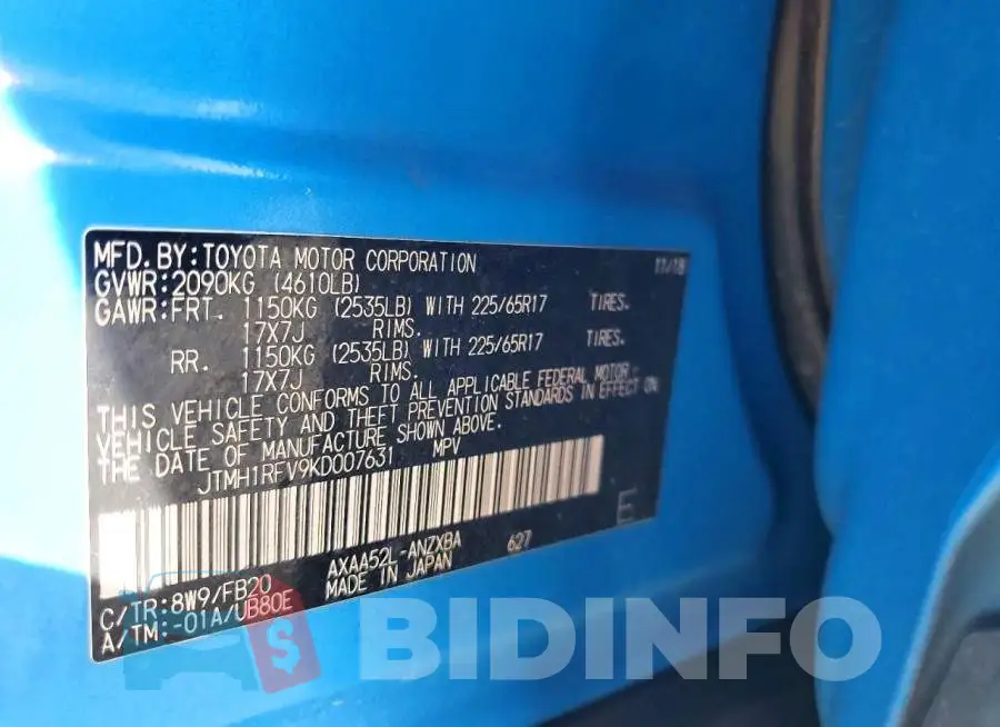 JTMH1RFV9KD007631 Photo# 12