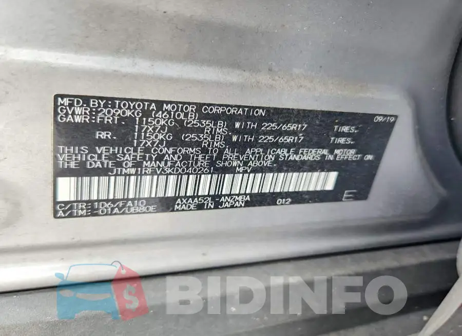 JTMW1RFV3KD040261 Photo# 13