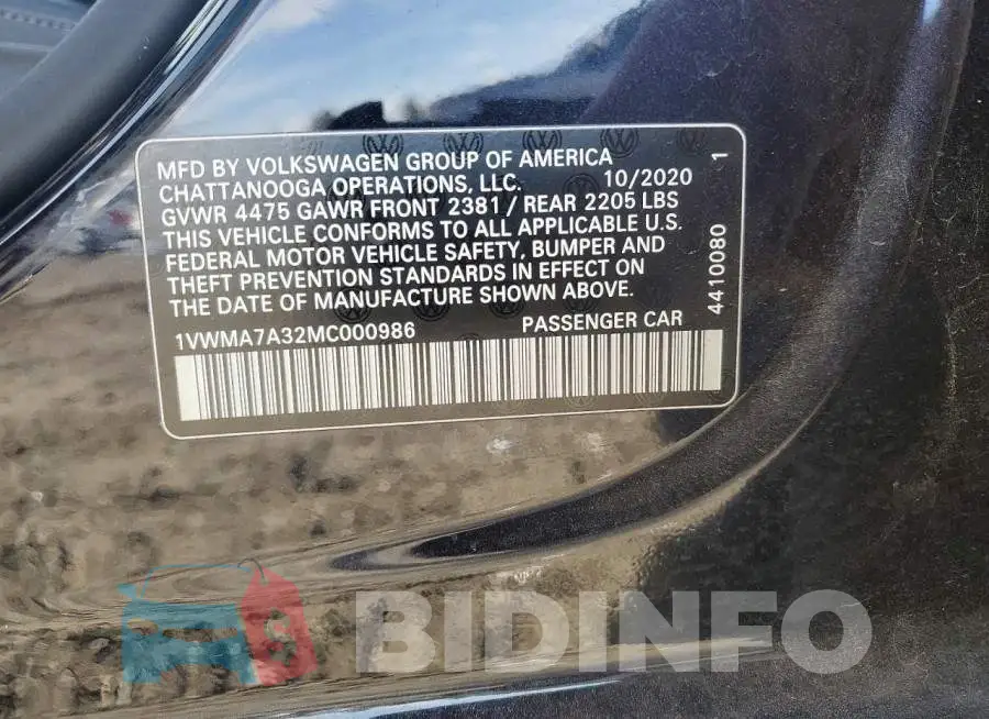 1VWMA7A32MC000986 Photo# 12