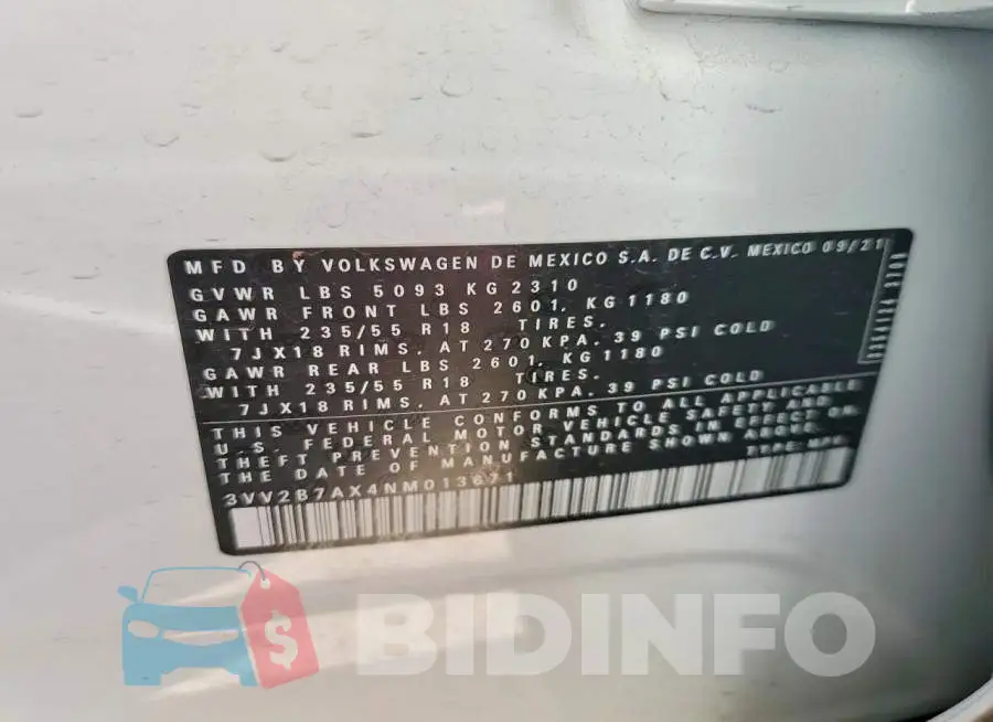 3VV2B7AX4NM013671 Photo# 13