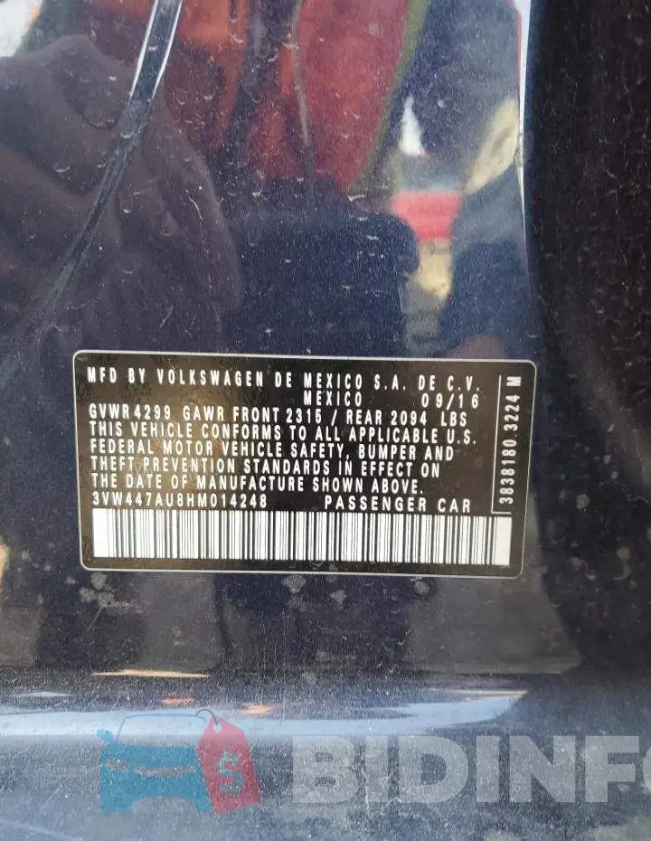 3VW447AU8HM014248 Photo# 13