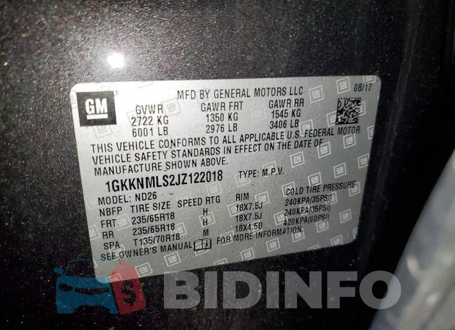 1GKKNMLS2JZ122018 Photo# 13