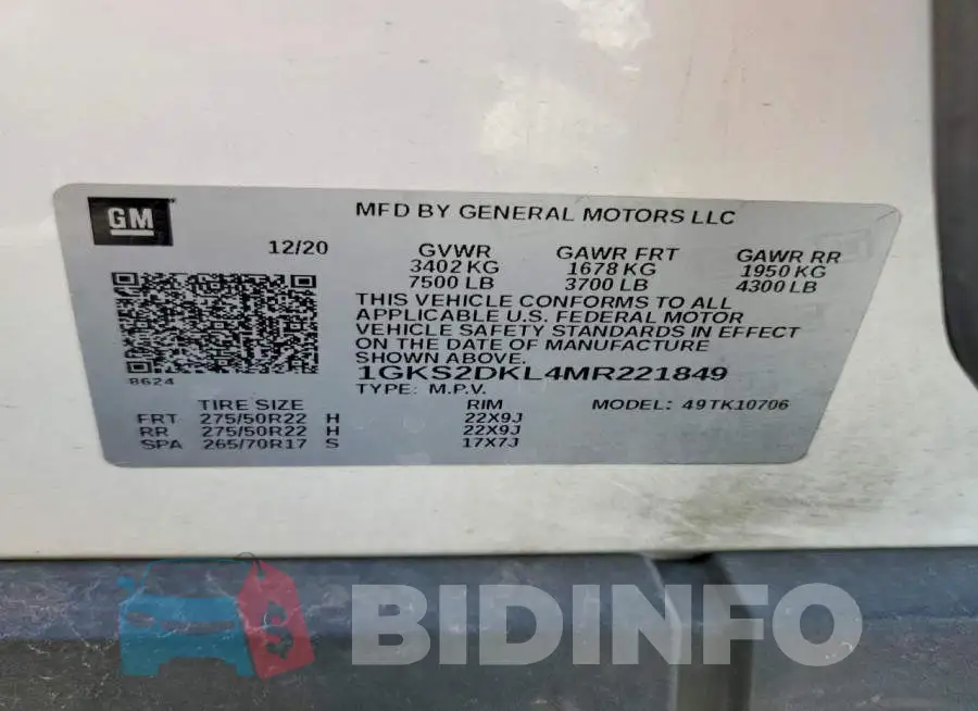 1GKS2DKL4MR221849 Photo# 14