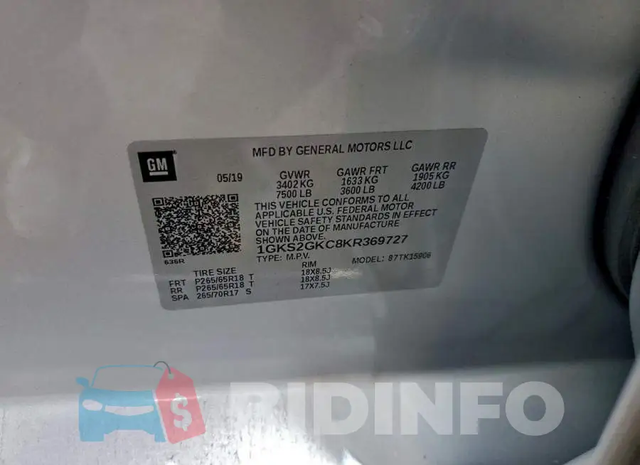 1GKS2GKC8KR369727 Photo# 13