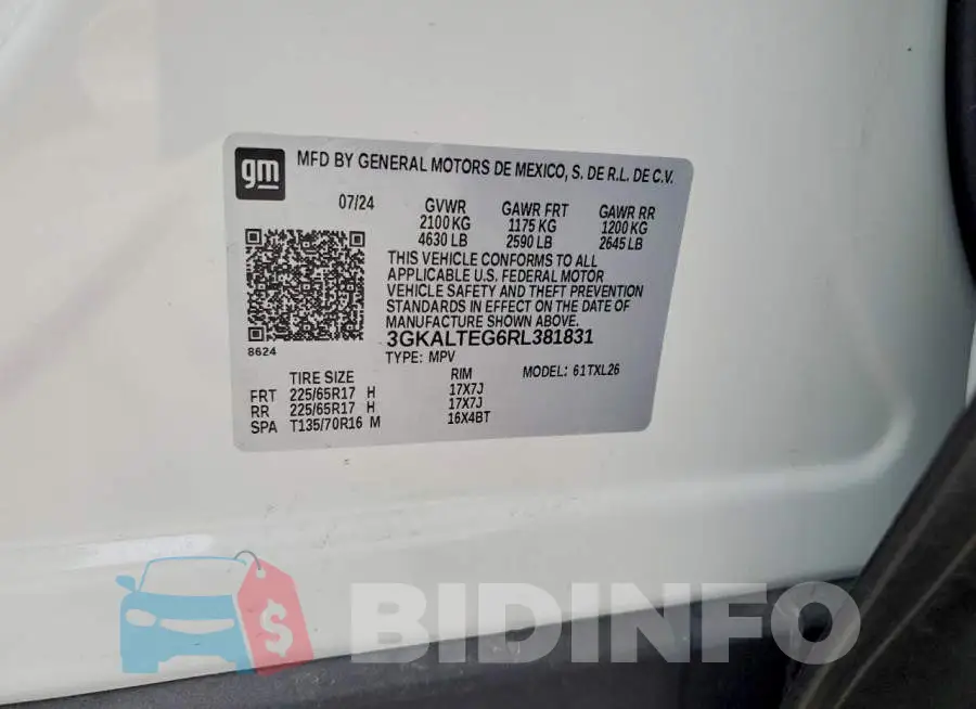 3GKALTEG6RL381831 Photo# 13