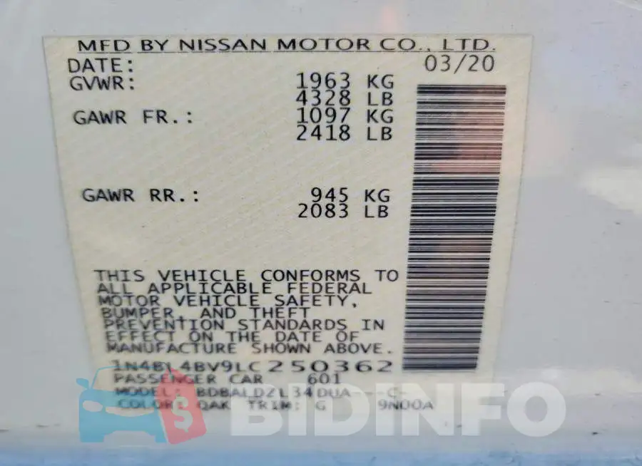 1N4BL4BV9LC250362 Photo# 12