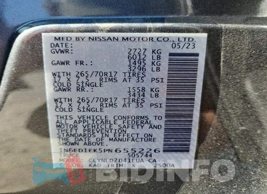 1N6ED1EK5PN655226 Photo# 12