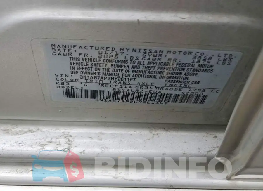 3N1AB7AP2HY261167 Photo# 12