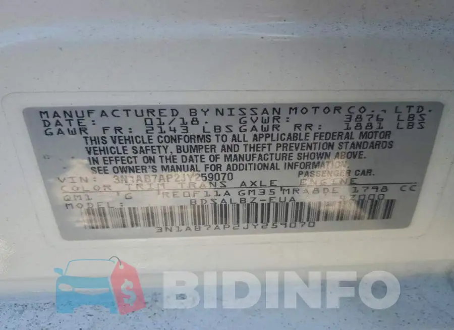 3N1AB7AP2JY259070 Photo# 12