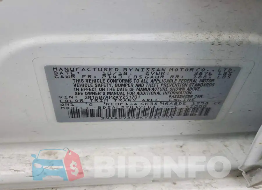 3N1AB7AP2KY251701 Photo# 12
