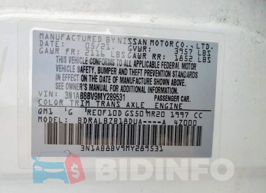 3N1AB8BV9MY289531 Photo# 13