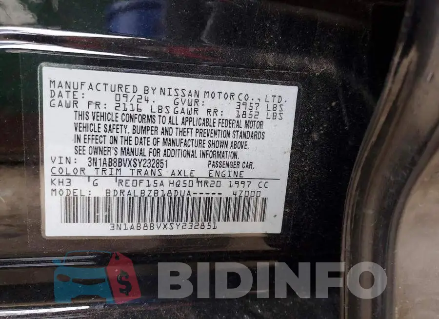 3N1AB8BVXSY232851 Photo# 12