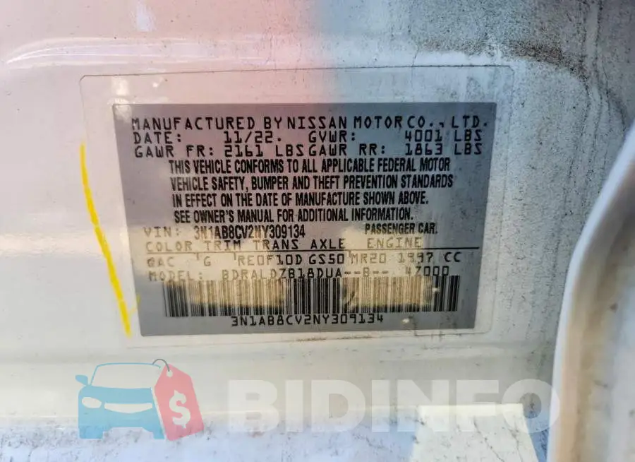 3N1AB8CV2NY309134 Photo# 12