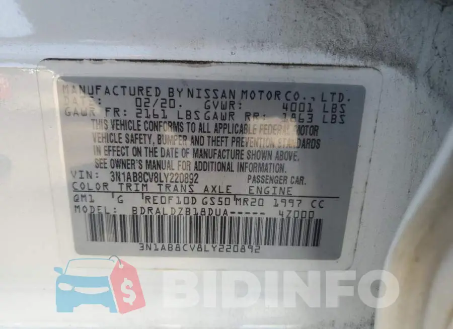 3N1AB8CV8LY220892 Photo# 12