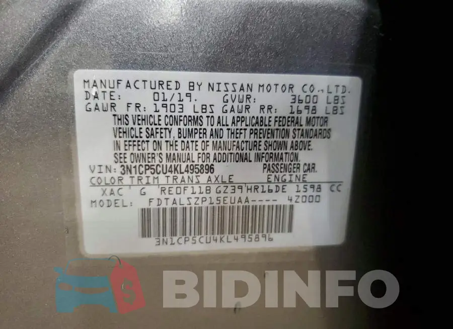 3N1CP5CU4KL495896 Photo# 12
