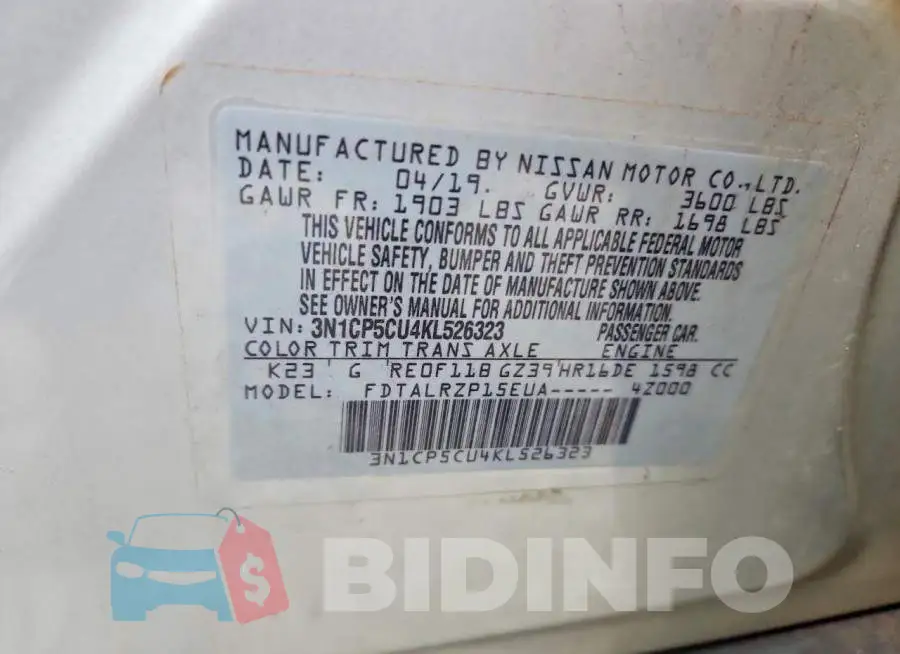 3N1CP5CU4KL526323 Photo# 14