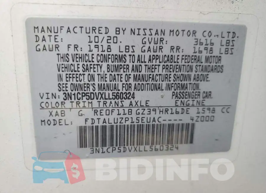 3N1CP5DVXLL560324 Photo# 13