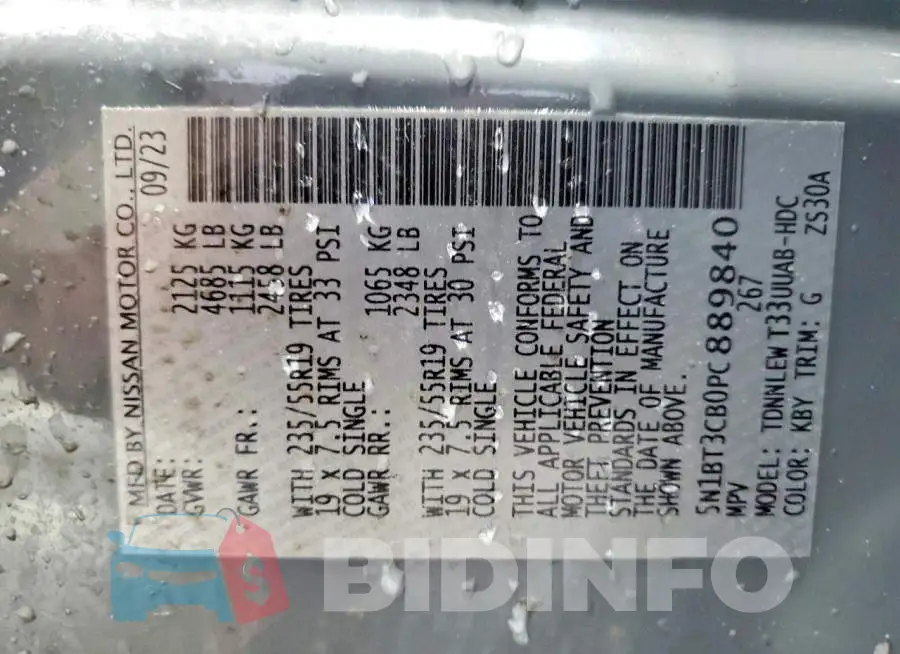 5N1BT3CB0PC889840 Photo# 12