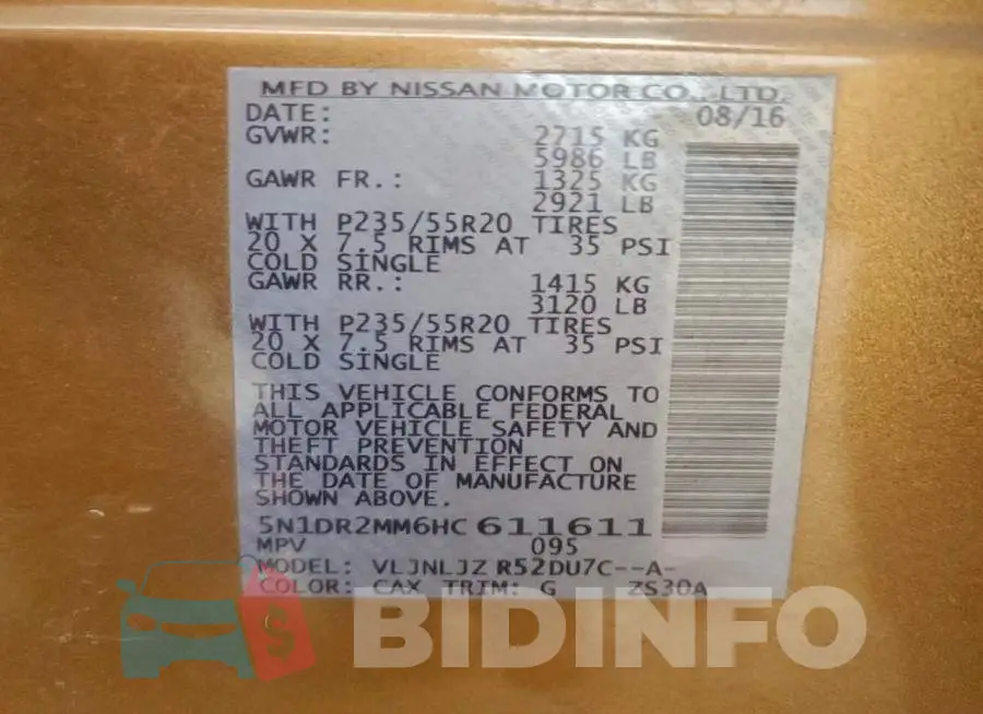 5N1DR2MM6HC611611 Photo# 13