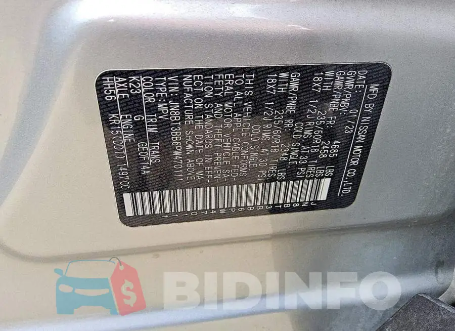 JN8BT3BB6PW470111 Photo# 13