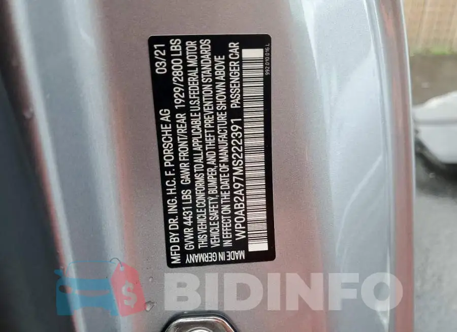 WP0AB2A97MS222391 Photo# 12