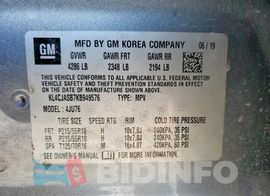 KL4CJASB7KB949576 Photo# 13