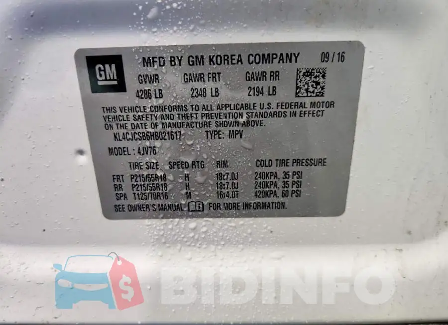 KL4CJCSB6HB021617 Photo# 14
