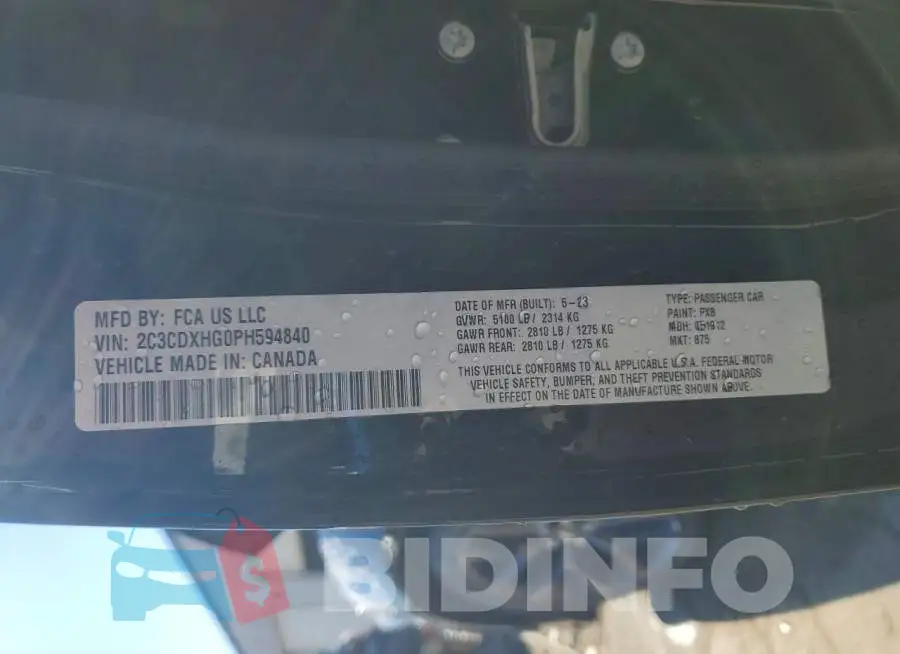 2C3CDXHG0PH594840 Photo# 12