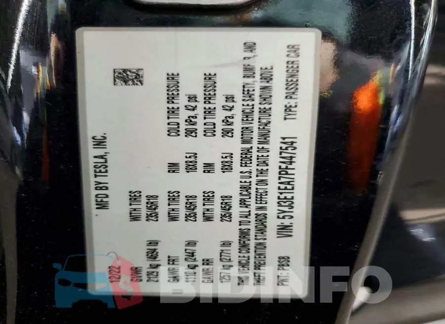 5YJ3E1EA7PF447541 Photo# 13