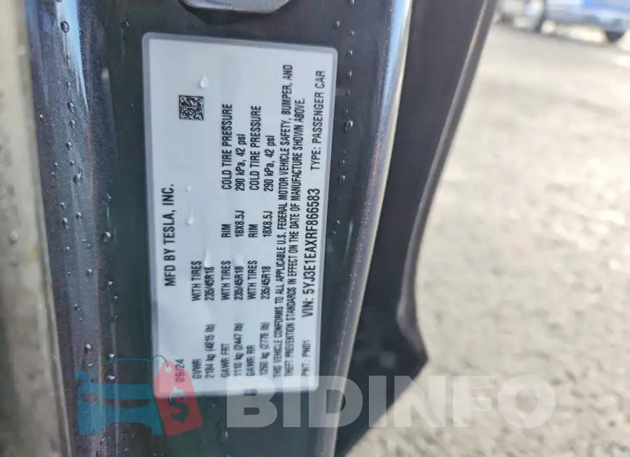 5YJ3E1EAXRF866583 Photo# 12