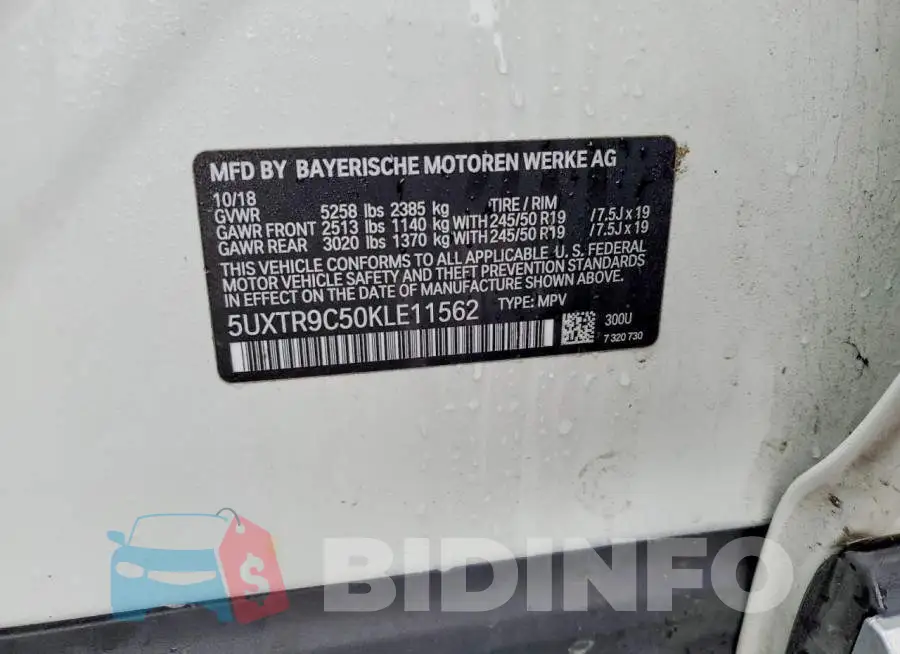 5UXTR9C50KLE11562 Photo# 13