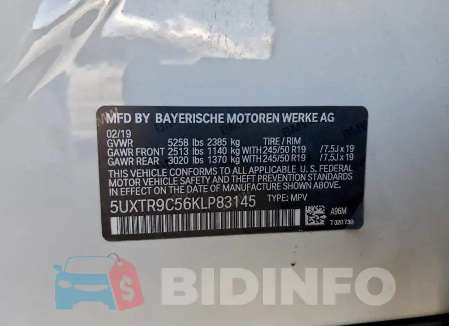 5UXTR9C56KLP83145 Photo# 13