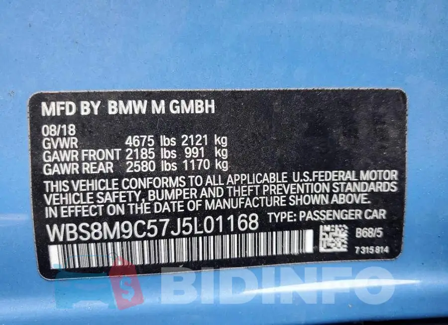 WBS8M9C57J5L01168 Photo# 12