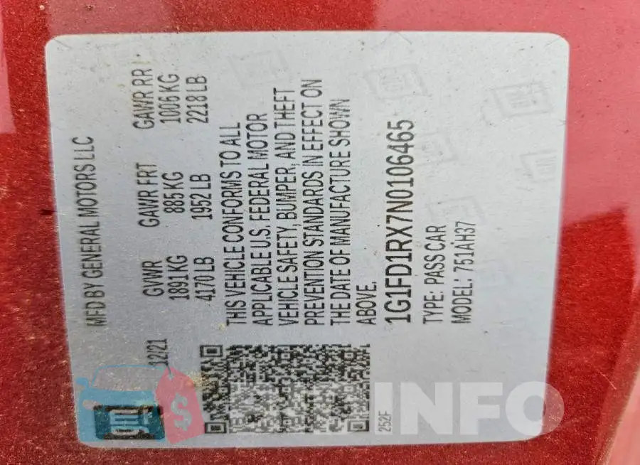 1G1FD1RX7N0106465 Photo# 12