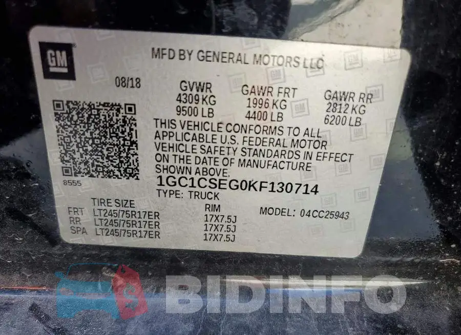 1GC1CSEG0KF130714 Photo# 12