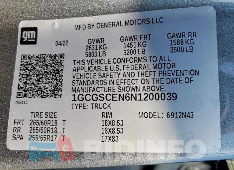 1GCGSCEN6N1200039 Photo# 12
