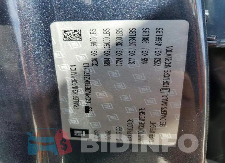 1GCPWBEF0KZ171710 Photo# 12
