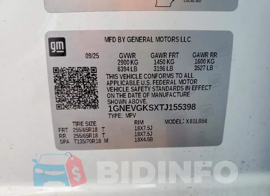 1GNEVGKSXTJ155398 Photo# 13