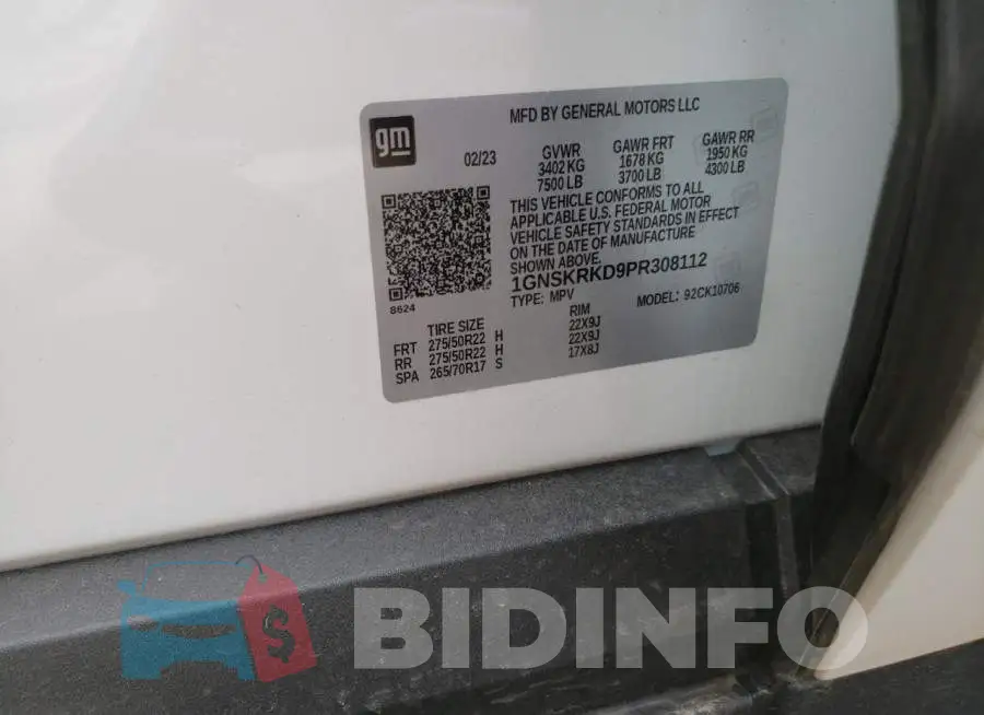 1GNSKRKD9PR308112 Photo# 14