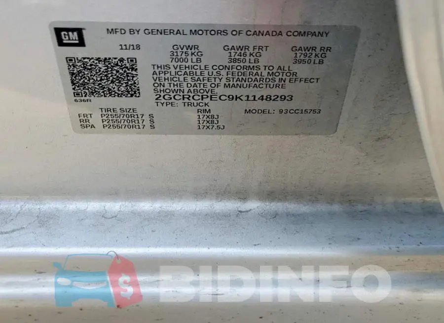 2GCRCPEC9K1148293 Photo# 12
