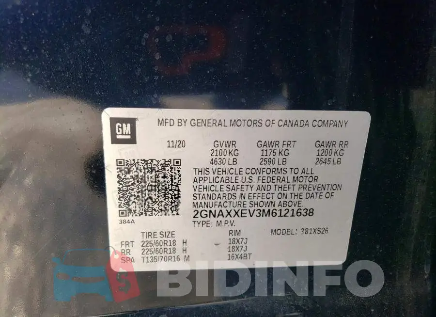 2GNAXXEV3M6121638 Photo# 13