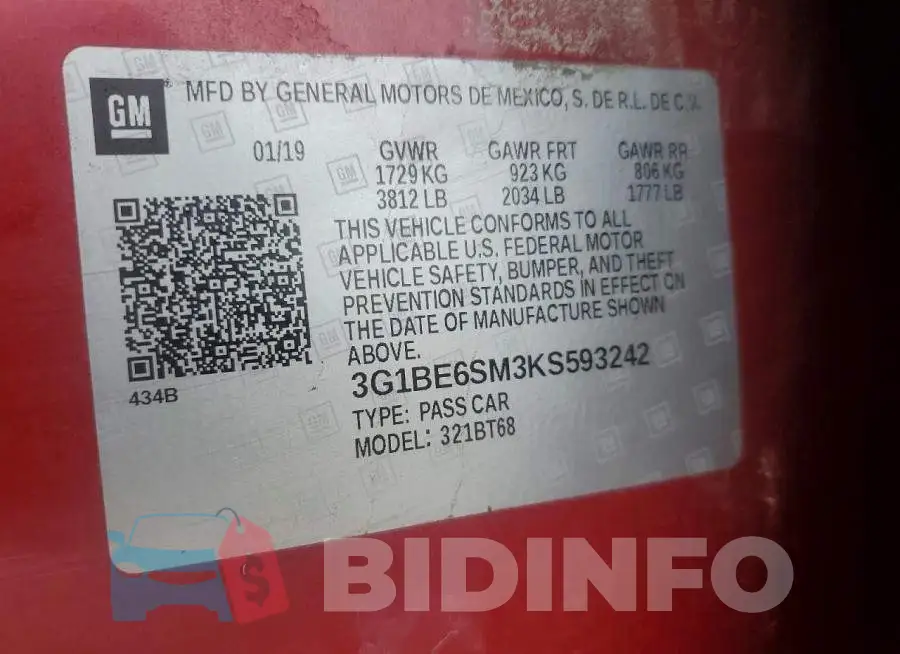 3G1BE6SM3KS593242 Photo# 12
