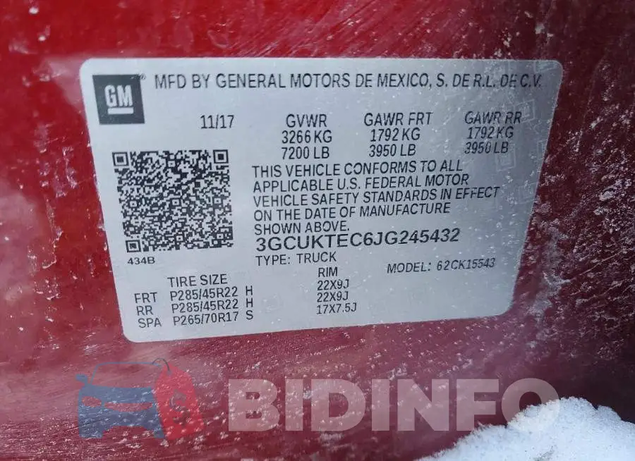 3GCUKTEC6JG245432 Photo# 13