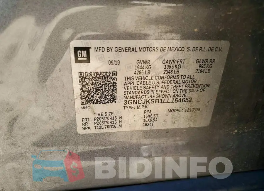 3GNCJKSB1LL164652 Photo# 13