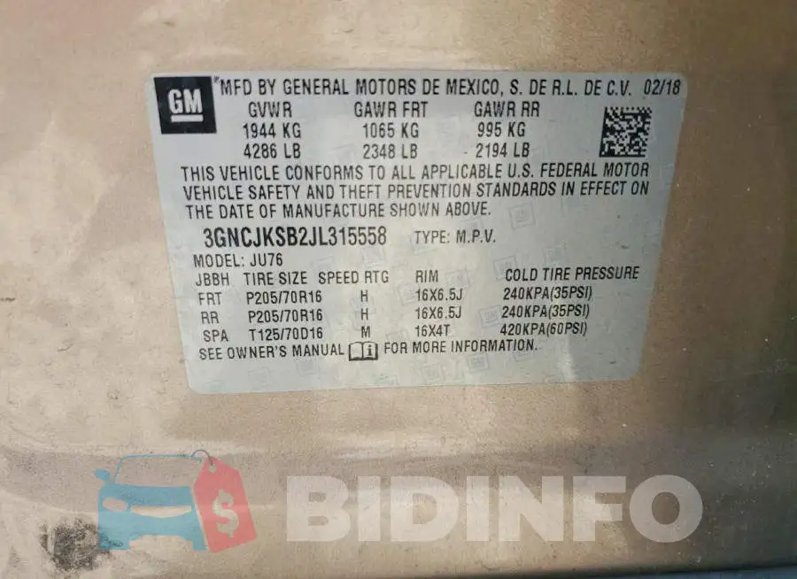 3GNCJKSB2JL315558 Photo# 13